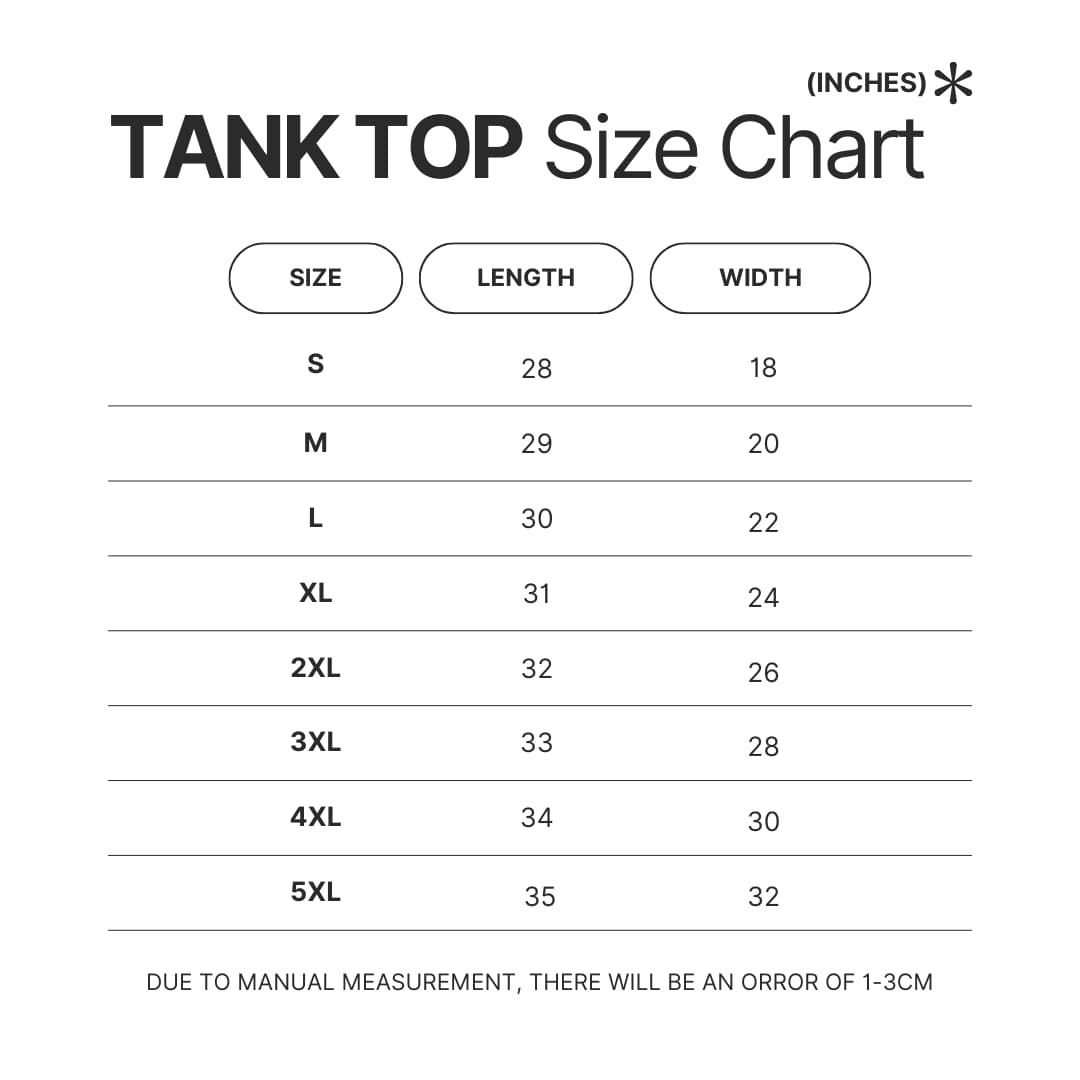 Tank Top Size Chart - Tougen Anki Store